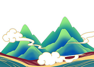 立体国风写意山峦风景插画
