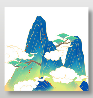 大气中国风卡通风景景观插画