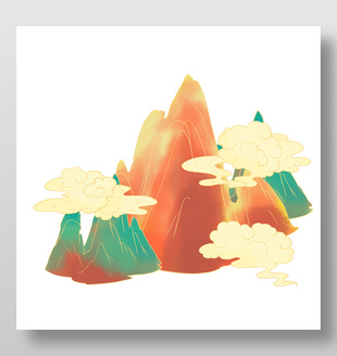 唯美国风山峰云端插画