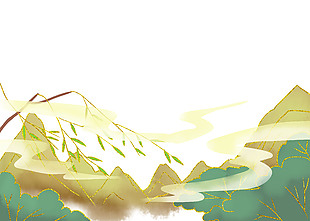 国风山水云端美景插画