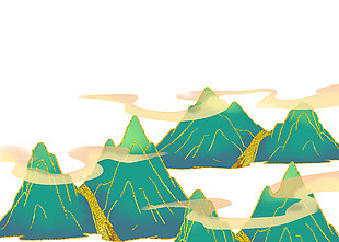 黄金山脉青绿群山插画