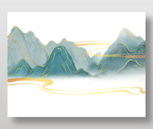 水墨古风金云绕山景致图
