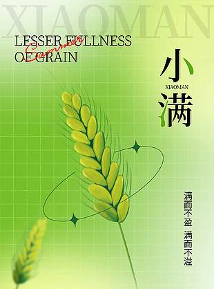 青禾渐满中国传统小满节气海报