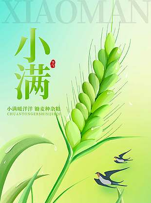 夏浅胜春二十四节气小满海报