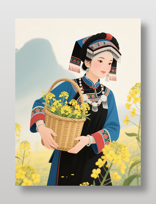 手绘少数民族人物插画设计
