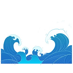 蓝色清新海浪浪花图案