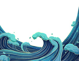 华丽唯美手绘海浪图案