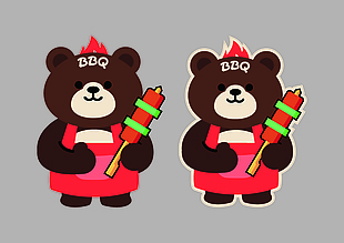 熊大烧烤卡通logo设计