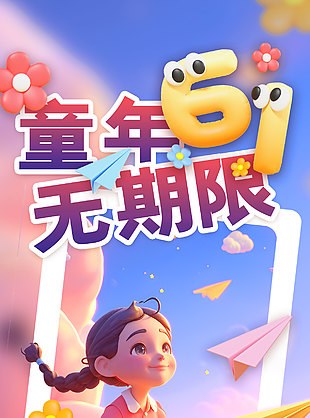 童年无期限唯美儿童节宣传海报