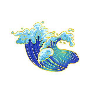 蓝色清新海浪浪花图案