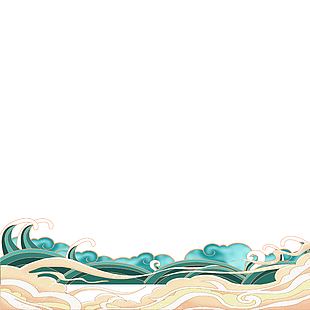 手绘卡通海浪装饰设计