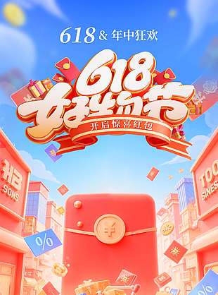 618年中狂欢好物节促销宣传海报
