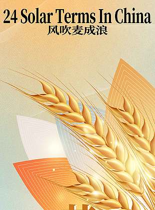 风吹麦成浪传统芒种节气海报
