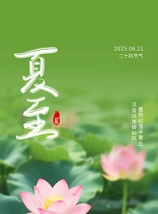 暑雨初落半夏生浮香绕岸蝉始鸣荷花实景海报