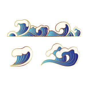 中国风复古手绘海浪插画
