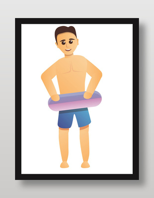 夏天主题游泳男孩卡通形象插画