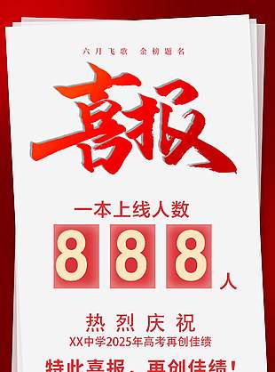 再创佳绩学校高考喜报宣传海报