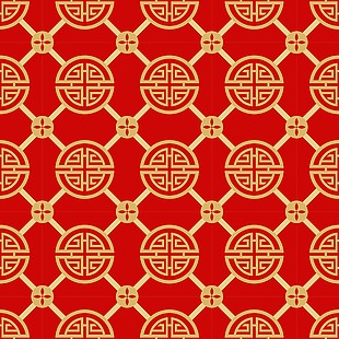 红色中式传统无缝图案