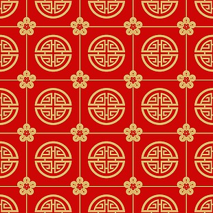红色中式古典图案