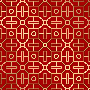 复古中国红古典花纹图案