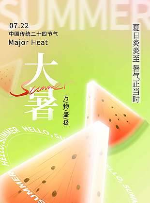 暑气正当时传统大暑节气海报
