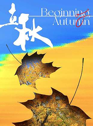 枯黄的秋叶背景立秋节气海报