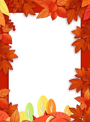 唯美枫叶小狐狸森林秋天风景插画