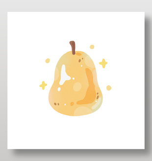 卡通手绘风梨子水果插画设计