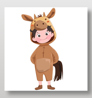 卡通小驴造型睡衣可爱动物卡片插画