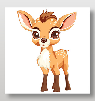 卡通风斑点小鹿看图识物动物卡片教育插画