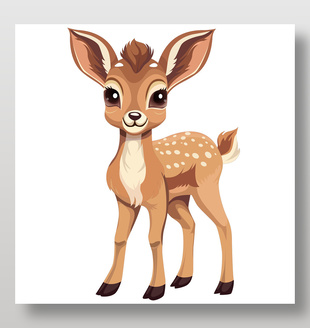 长腿斑点小鹿看图识物动物卡片教育插画