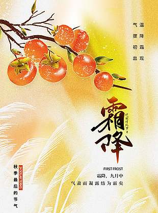 文艺清新传统节气霜降海报