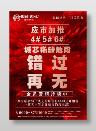 红色大气房地产宣传海报