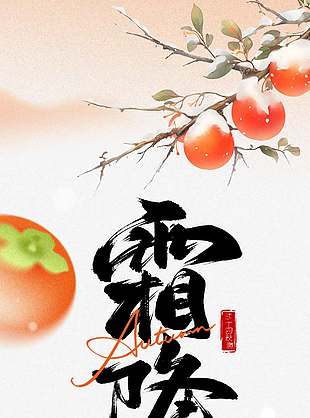 可爱温馨中国传统霜降节气海报