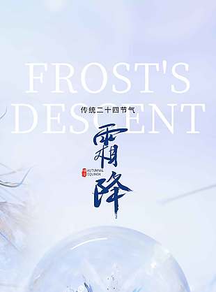 唯美浪漫静谧霜降节气海报
