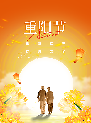 重阳佳节岁月芳华传统节日海报设计