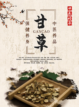 保健养生甘草药理知识宣传海报