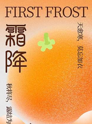 橙色文艺霜降节气海报