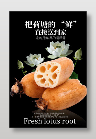新鲜莲藕食材海报设计