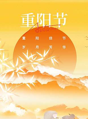 岁月芳华中国传统九九重阳节海报