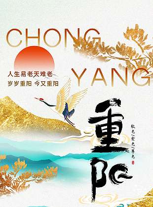 高级时尚中国传统九九重阳节海报