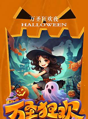 可爱唯美万圣节狂欢活动海报
