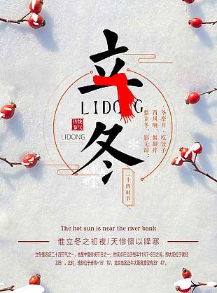 简约唯美立冬传统节气海报