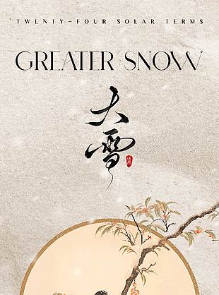 飞雪映流年大雪节气传统文化海报