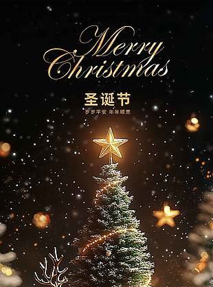 圣诞节岁岁平安年年顺意节日海报