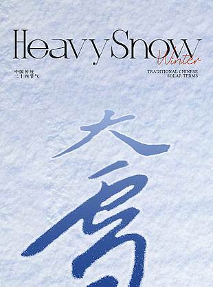 万物裹冬色大雪节气传统文化海报