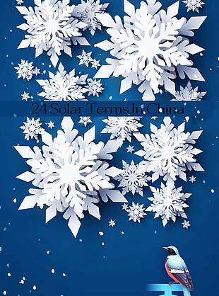 藏青色大雪节气传统文化海报