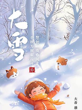 忽如一夜春风来传统节气大雪海报