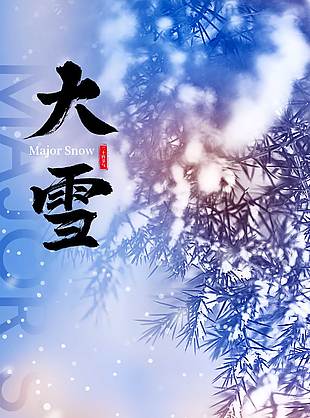 冬日飘雪大雪传统节气海报