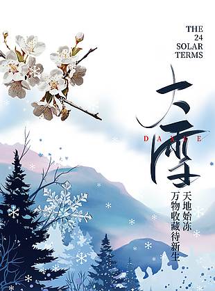 万物收藏待新生大雪节气海报